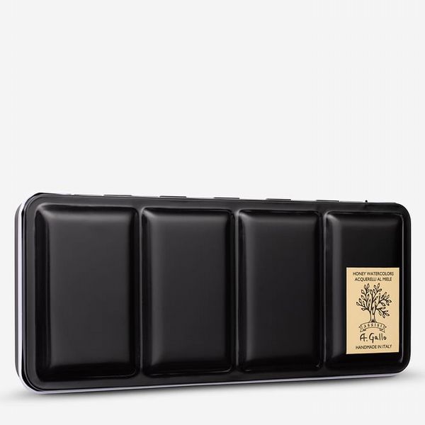 A. Gallo : Handmade Watercolour Paint : Naturale 36 Palette Metal Tin 36 Half Pans with Brush in a linen bag
