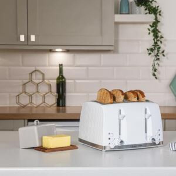 Russell Hobbs Honeycomb Breakfast Bundle White - Kettle & 4 Slice