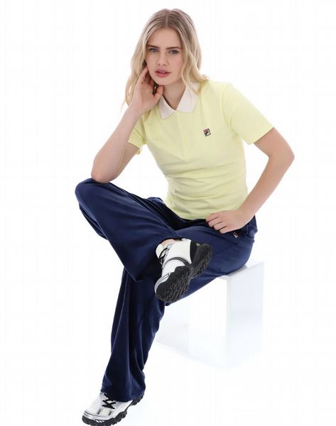 FILA JUNO WOMENS FITTED ICONIC POLO WAX YELLOW/GARDENIA