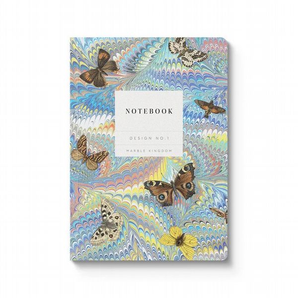 Ohh Deer Kaleido Marble Butterfly Blue A5 Paperback Notebook