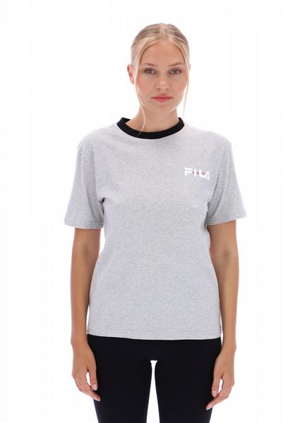 Fila PRIA TEE WITH CONTRAST COLLAR Womens - Grey Marl/Black