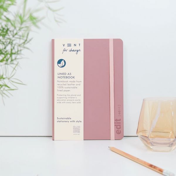 A5 recycled leather notebook � EDIT Powder Pink