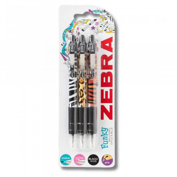 Zebra Z - Grip Ballpoint Animal Print 3 Pack