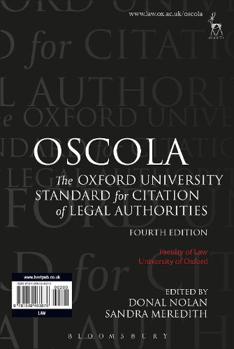 OSCOLA: The Oxford University Standard for Citation of Legal Authorities