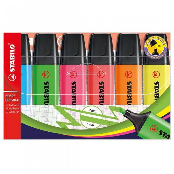 Stabilo Boss Pen Wallet Assorted 70/6 [Ss706] - Pack of 6