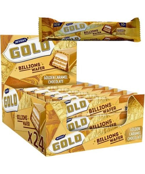 Mcvities Gold Billions Chocolate Wafer Bar 39.5g (Pack of 24)