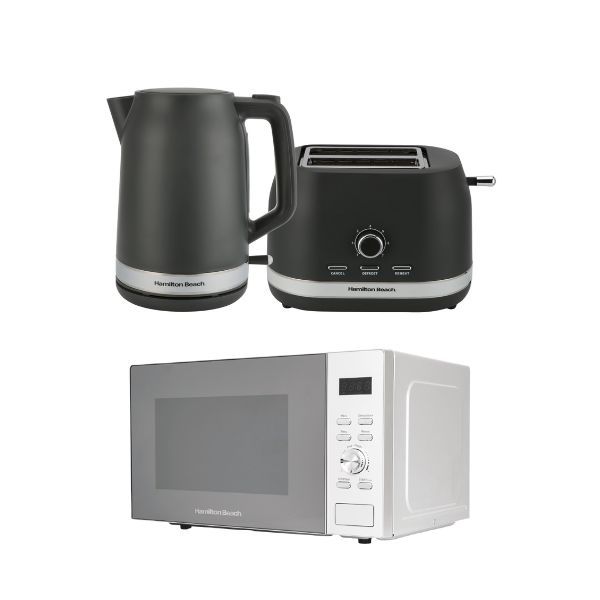 Hamilton Beach Ella Kettle, Toaster, Family Microwave 30L Silver - Charcoal Ella