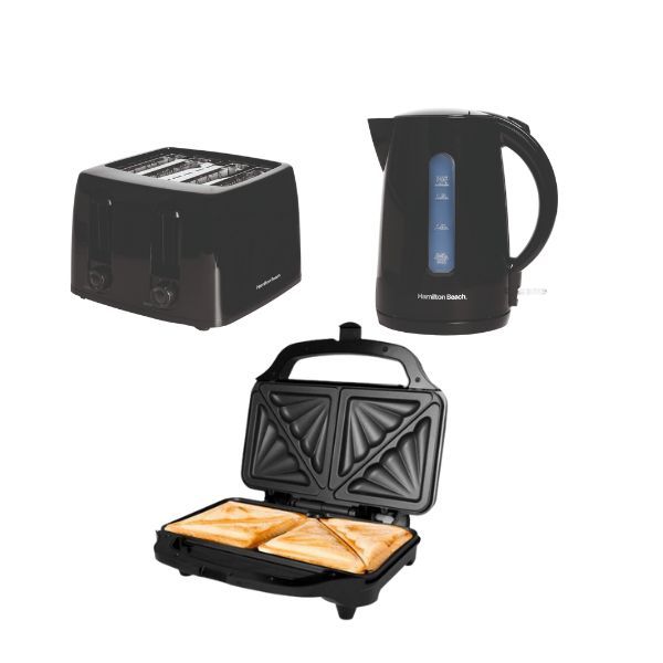 Hamilton Beach Essentials 1.7L Rapid Boil Kettle, 4 Slot Toaster, Deep Full Sandiwch Toaster