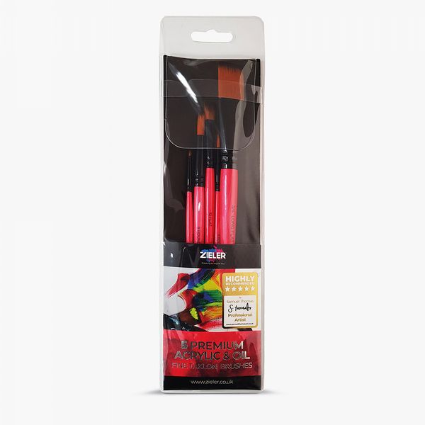 Zieler : Premium Artists' Brushes : Acrylic & Oil : Set of 5